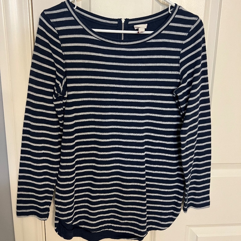 Merona Navy Stripe Shirt, Zipper Back Size S